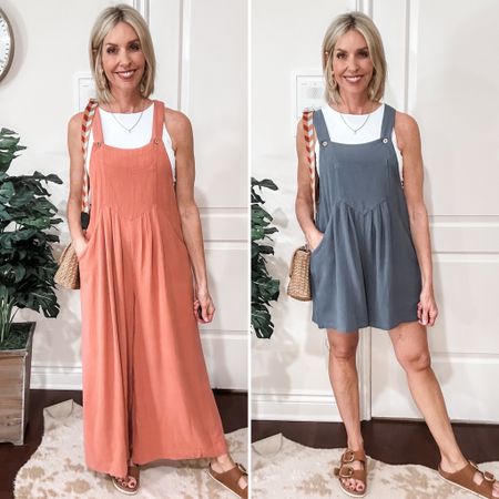 Amazon overalls in shorts and pants length. They come in many colors and fit true to size. Linen blend that doesn’t wrinkle as quickly! 

Amazon fashion, mom style, over 40, overalls, mom outfit

#LTKstyletip #LTKfindsunder50 #LTKover40