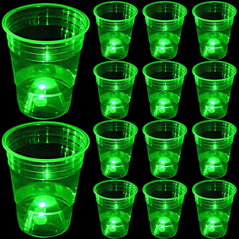 mishunyus Green Glow Party Cups for Party Event Fun, 24 Glow In The Dark Cups, Party Decoration,H... | Amazon (US)