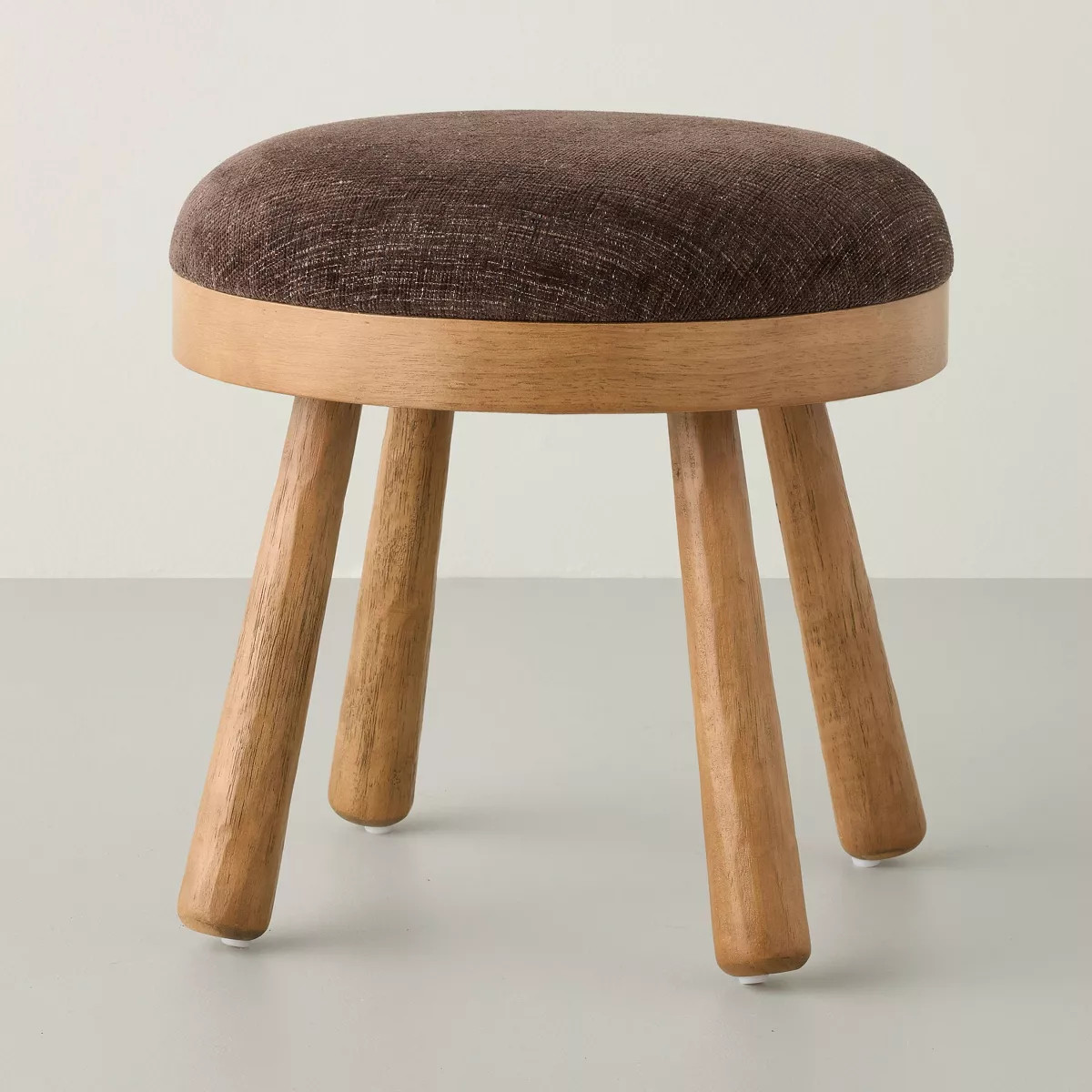 Upholstered Round Top Mid Century Ottoman Brown - Hearth & Hand™ with Magnolia | Target