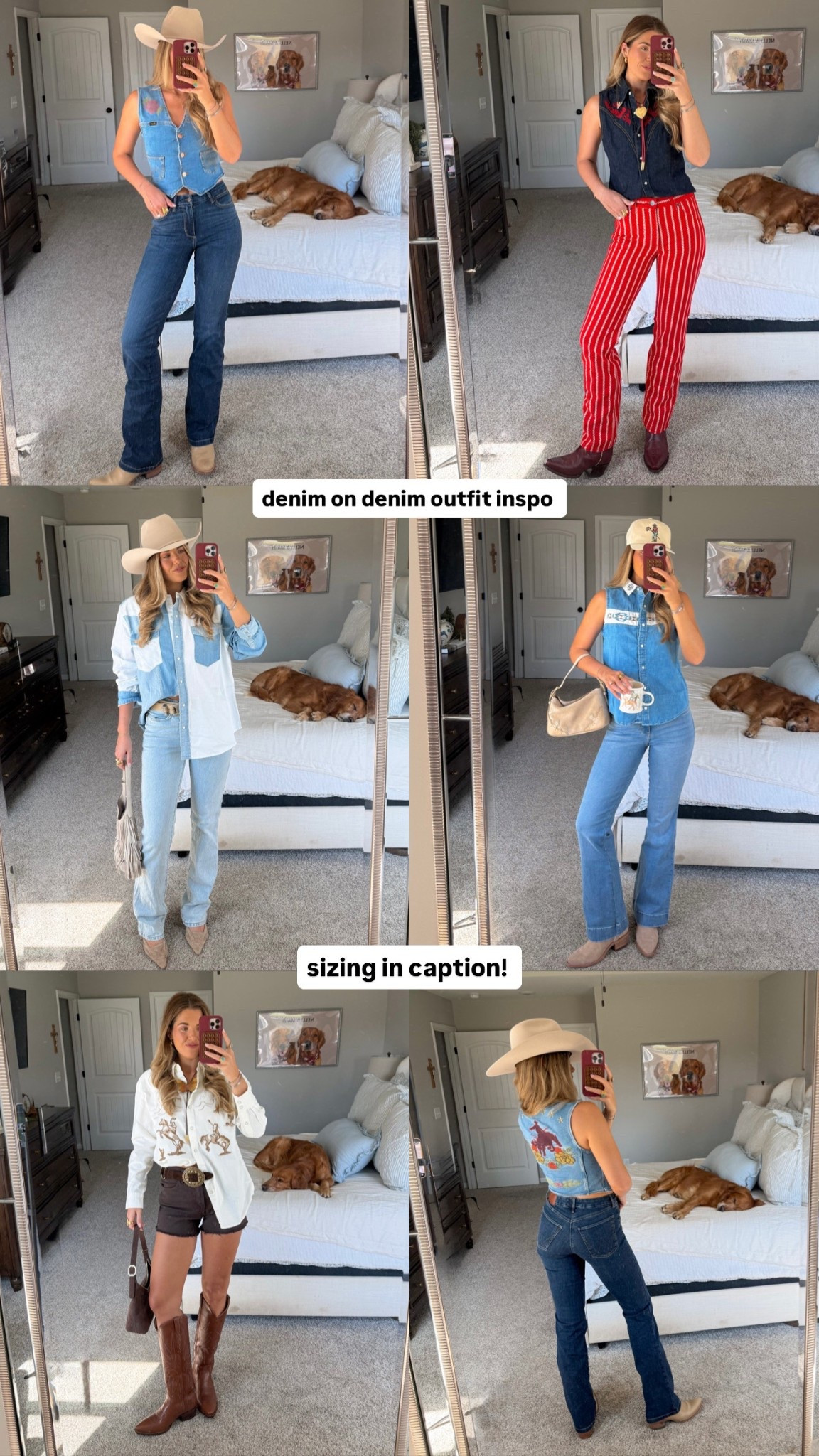 western girls i got you!! new denim finds for spring🌼🐴SIZING BELOW:
All jeans in a size 26. I do a 36 inseam where possible, and a 34 inseam at the shortest (im 5’10) the denim vest is a size XS, the 2 sleeveless denim shirts are small, and the long sleeve patchwork denim top is an XXL for an oversized fit and the white denim horse shirt is a medium.

#ad @wrangler #wranglerjeans 


#LTKootd #LTKTall #LTKFestival