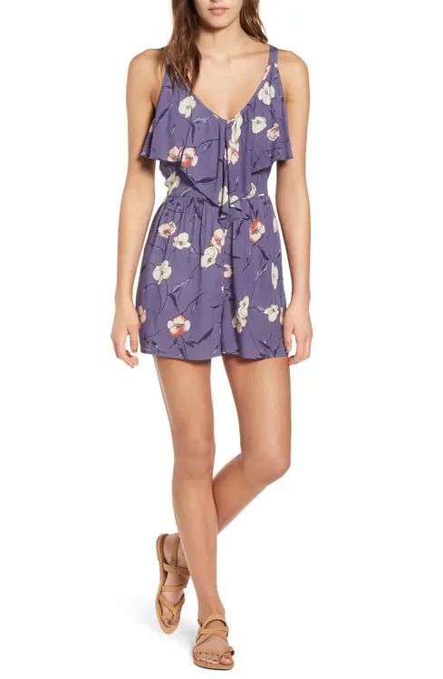 Band of Gypsies Floral Print Ruffle Front Romper | Nordstrom