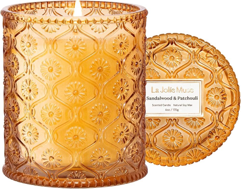 LA JOLIE MUSE Sandalwood & Patchouli Scented Candle, Candles for Home Scented, 6 oz 40 Hours Burn... | Amazon (US)