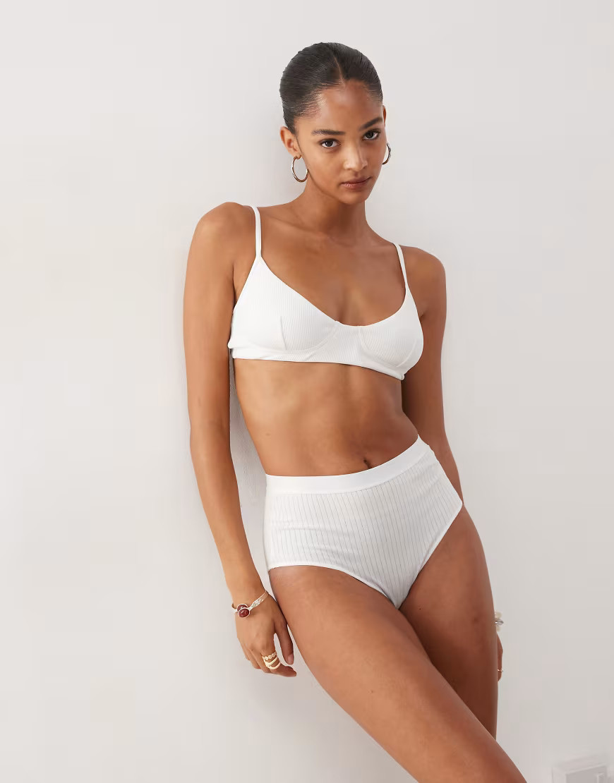 Monki ribbed high waist briefs in white | ASOS (Global)