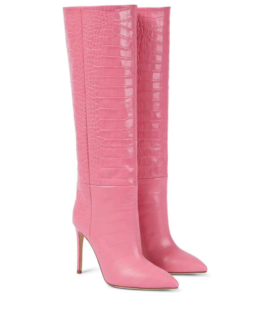 Croc-effect leather knee-high boots | Mytheresa (US/CA)