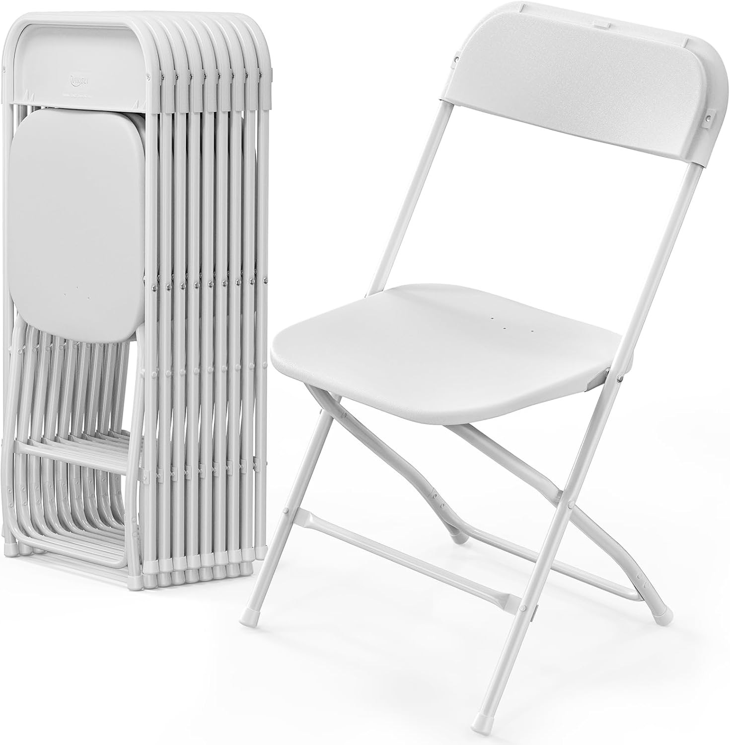 VINGLI 10 Pack White Plastic Folding Chair, Indoor Outdoor Portable Stackable Commercial Seat wit... | Amazon (US)