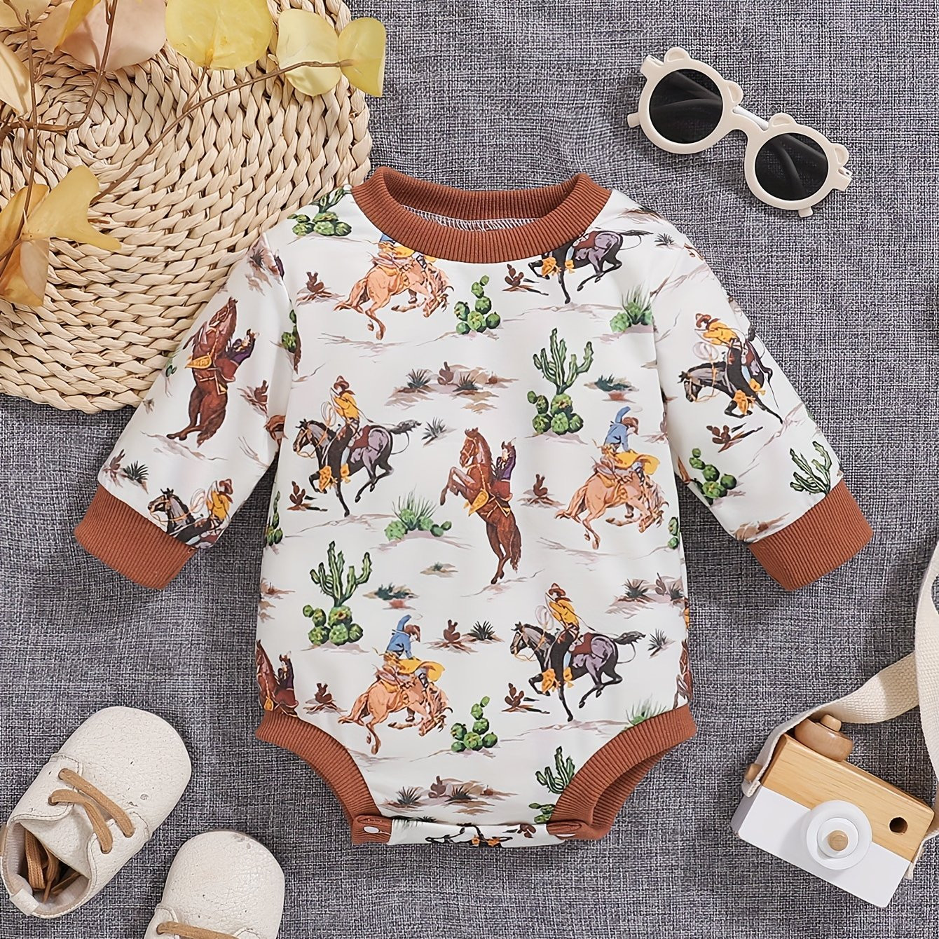 Cactus Pattern Bodysuit Baby Boys Ideal Daily - Temu | Temu Affiliate Program