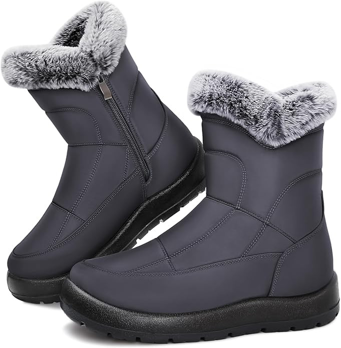 Women's Winter Snow Boots, Waterproof Faux Fur Lined Mid-Calf Booties with Zipper Comfortable War... | Amazon (US)