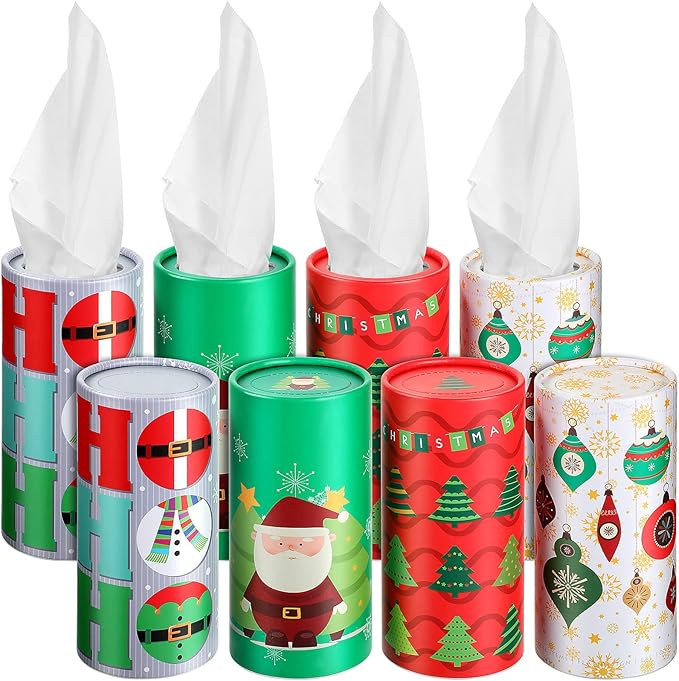 Christmas Car Tissue Holder with Facial Tissue Bulk Cylinder Car Tissues Boxes Travel Tissue Tube... | Amazon (US)