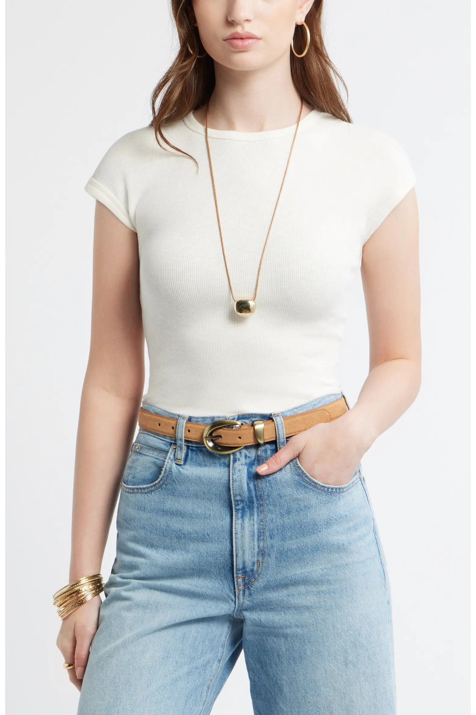 Cap Sleeve Stretch Cotton & Modal Rib T-Shirt (Women) | Nordstrom | Nordstrom