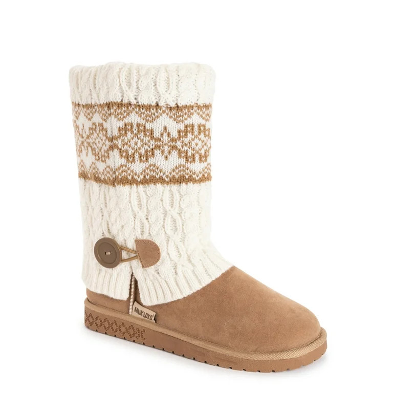 MUK LUKS Women's Janie Knit Cuff Mid-Calf Boot - Walmart.com | Walmart (US)