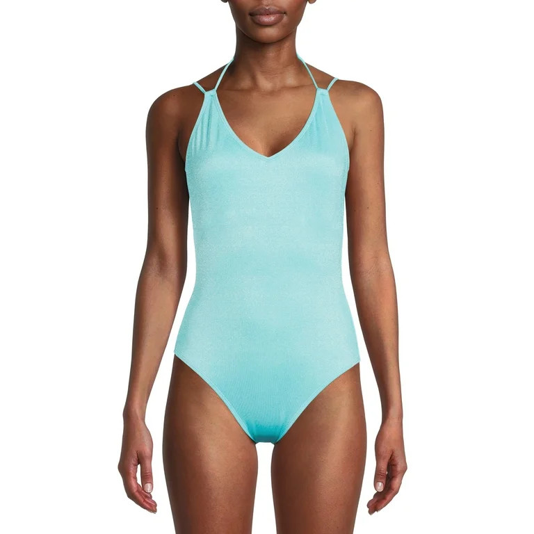 No Boundaries Juniors' Lurex Knit One Piece Swimsuit | Walmart (US)