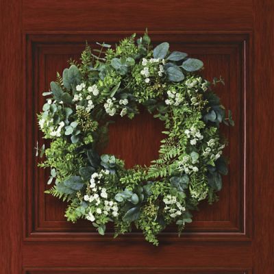 Outdoor Mixed Greenery Queen Anne's Lace Wreath | Frontgate | Frontgate