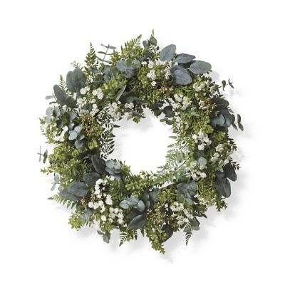 Outdoor Mixed Greenery Queen Anne's Lace Wreath | Frontgate | Frontgate