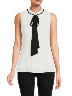 DKNY Pleated Tie Front Blouse on SALE | Saks OFF 5TH | Saks Fifth Avenue OFF 5TH