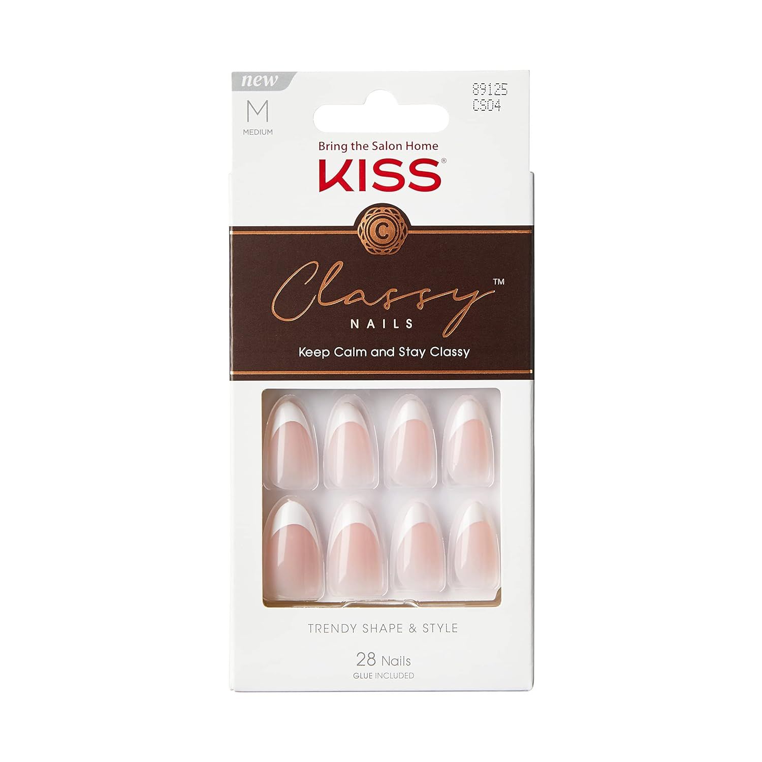 KISS Classy Press On Nails, Nail glue included, Dashing', Light White, Medium Size, Almond Shape,... | Amazon (US)