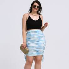Plus Tie Dye Drawstring Side Bodycon Skirt | SHEIN