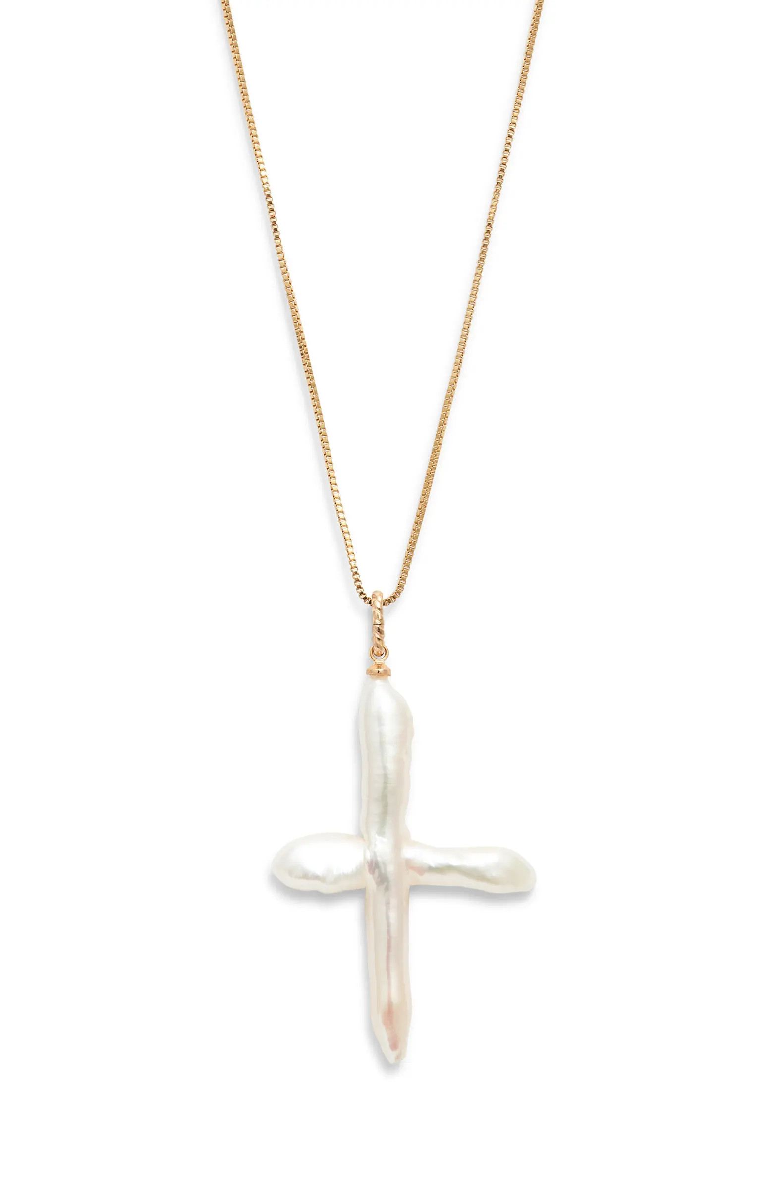 Esther Freshwater Pearl Cross Necklace | Nordstrom