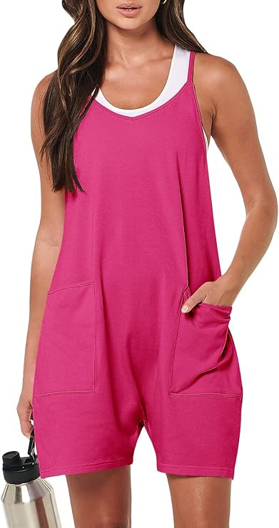 ANRABESS Women's Summer Casual Sleeveless Rompers Loose Spaghetti Strap Shorts Jumpsuit with Pock... | Amazon (US)