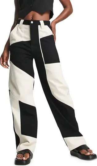 Topshop Patchwork Straight Leg Jeans | Nordstrom | Nordstrom