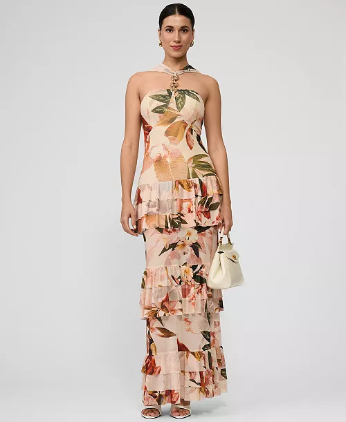 RACHEL Rachel Roy Women's Solana Printed Tiered Ruffle Dress - Macy's | Macy's