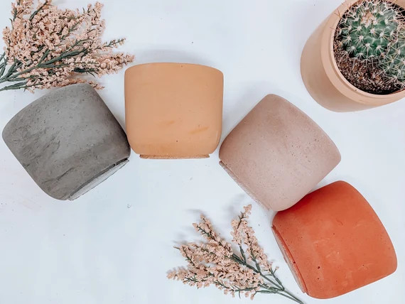 Concrete Plant Pot | Concrete Planter | Minimalist Planter | Medium Planter with Drainage | Succu... | Etsy (US)