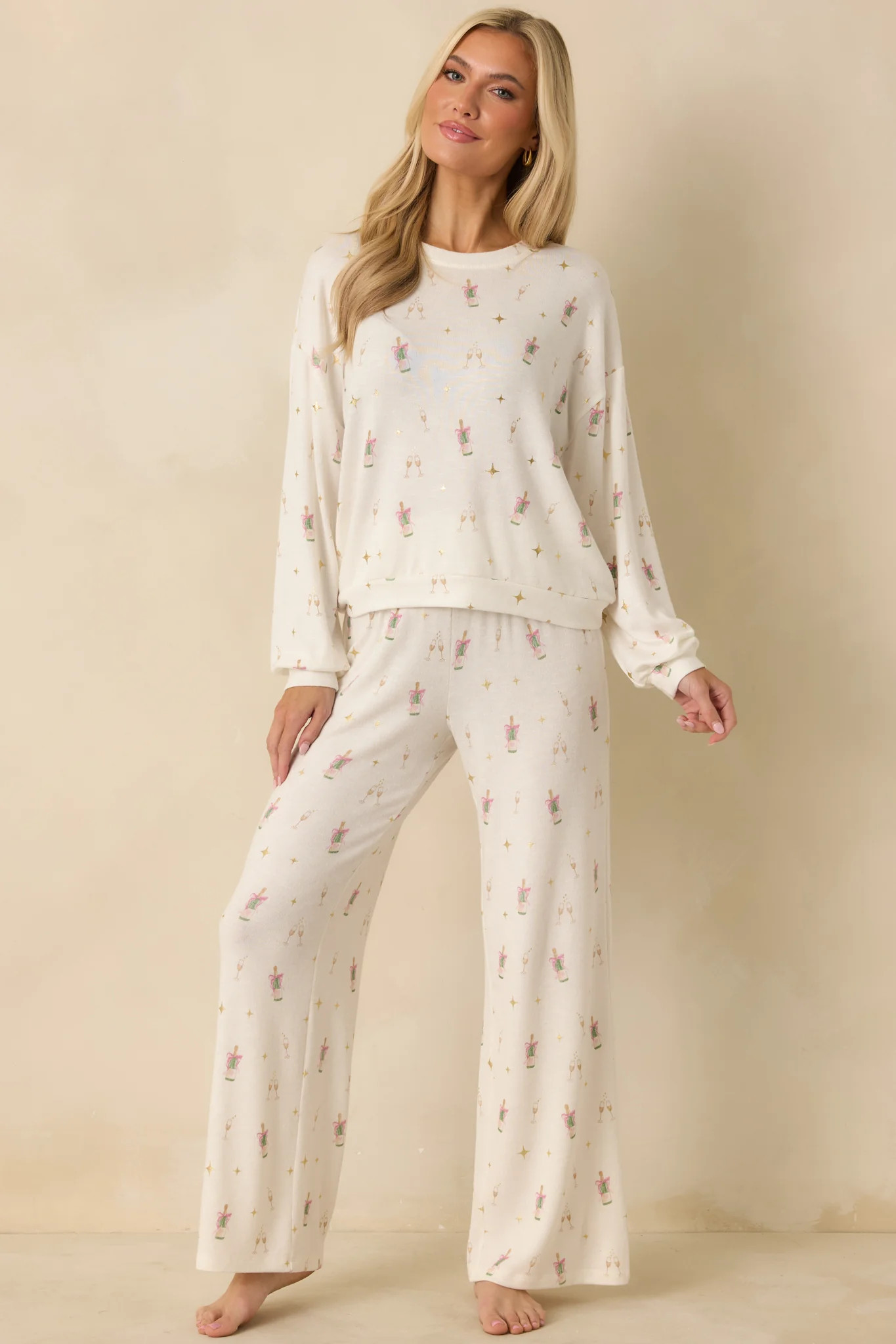 Z Supply Ivory Champs Long Sleeve Top | Red Dress