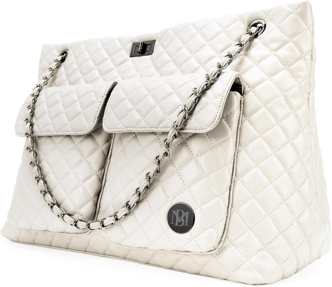 Badgley Mischka Diana Quilted Vegan Leather Tote Weekender Travel Bag | Amazon (US)