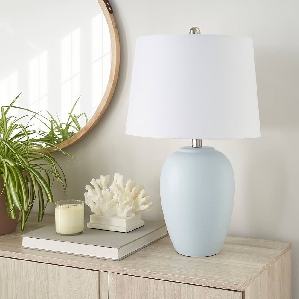 Nourison 23" Blue Coastal Ceramic Jar Table Lamp for Bedroom, Living Room, Dining Room, Entryway,... | Amazon (US)