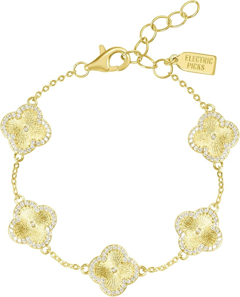 Electric Picks Clover Icon Bracelet - Gold Plated Bracelet for Women, Perfect for Layering or Wea... | Amazon (US)