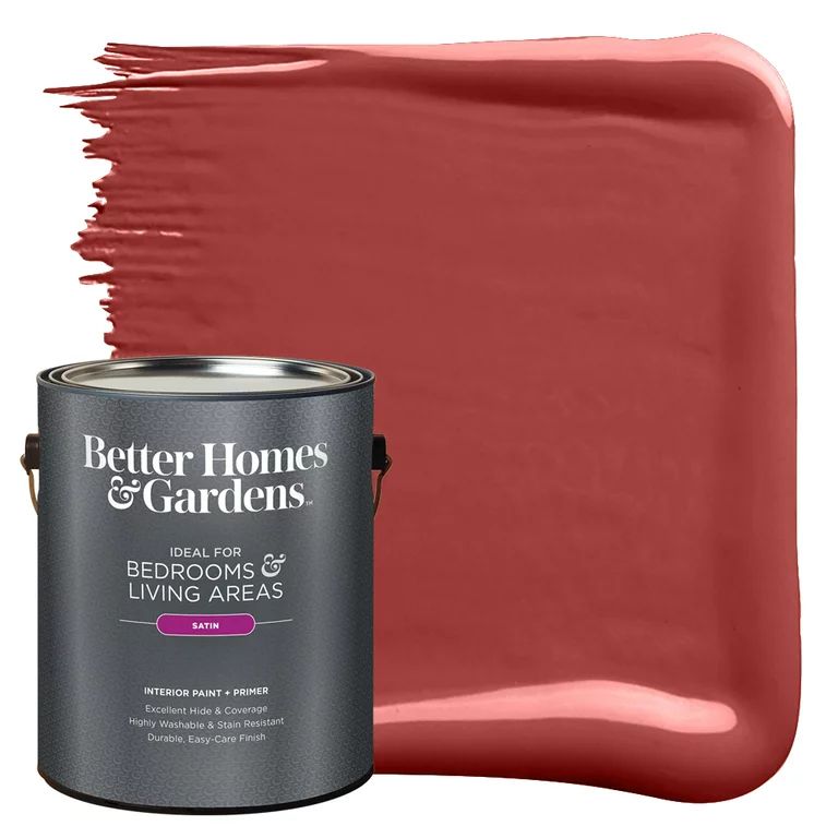 Better Homes & Gardens Interior Paint and Primer, Almandine / Red, 1 Gallon, Satin | Walmart (US)