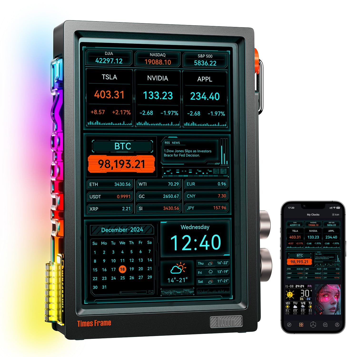 Divoom TimesFrame – 10.1" WiFi 6 Digital Picture Frame & Smart Desk Display, No Subscription | ... | Amazon (US)