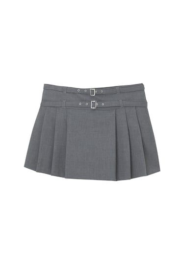 SKORT WITH BOX PLEATS AND DOUBLE BELT | PULL and BEAR UK