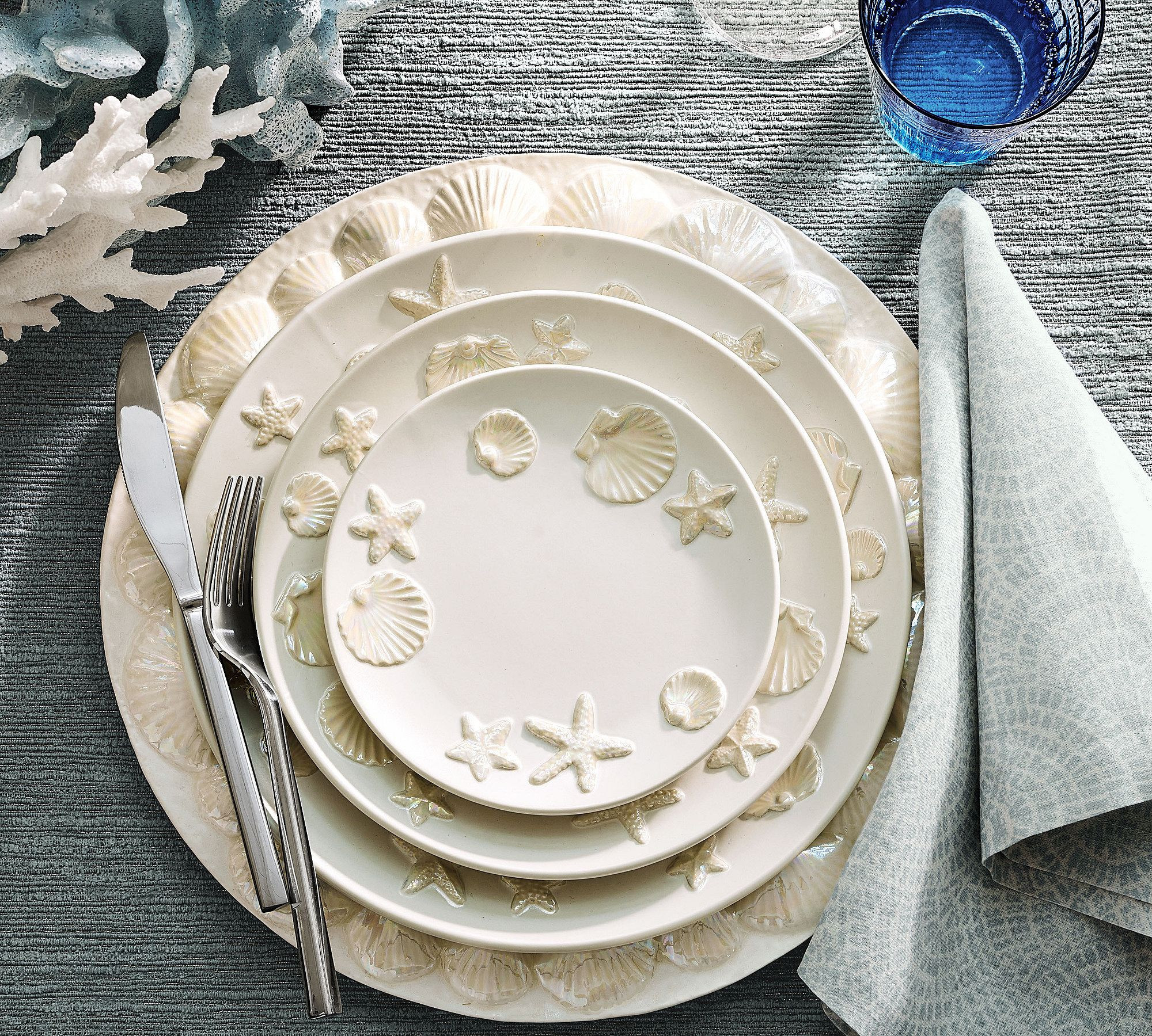 Coastal Embossed Stoneware Dinnerware Collection | Pottery Barn (US)