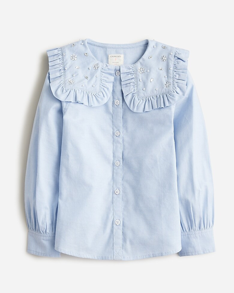 Girls' embellished ruffle-collar shirt | J. Crew US