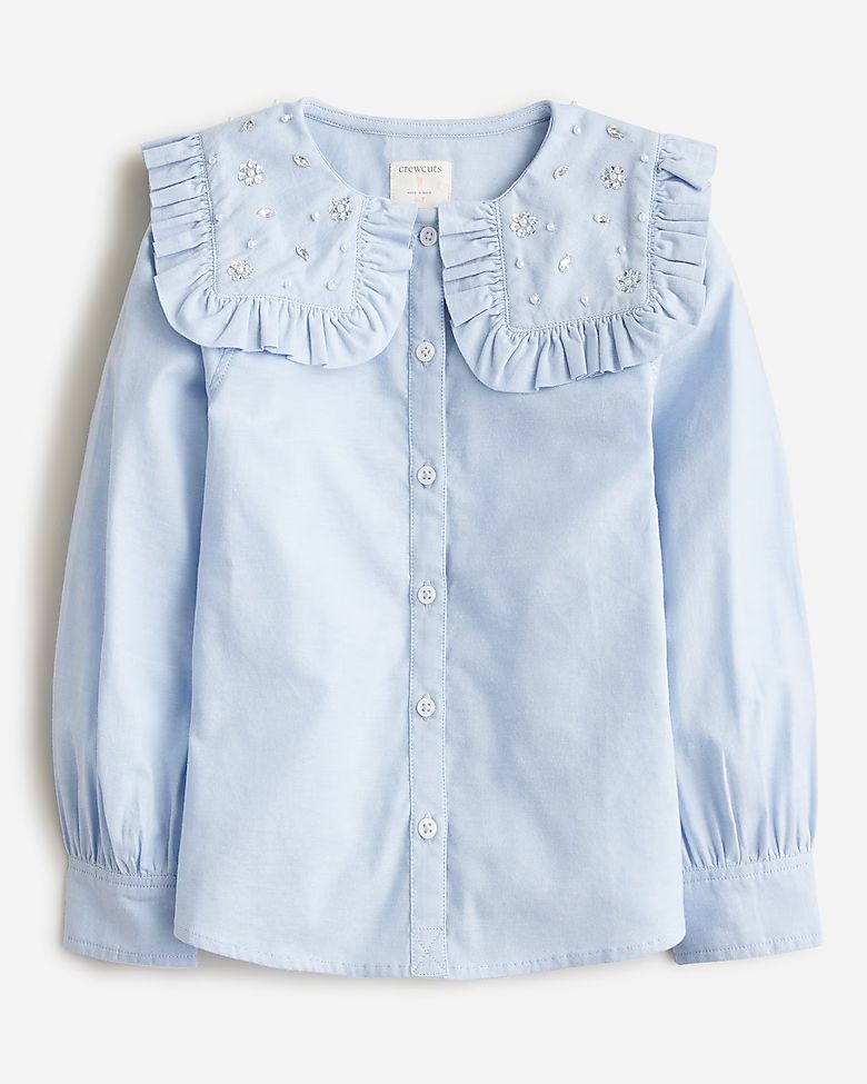 Girls' embellished ruffle-collar shirt | J.Crew US