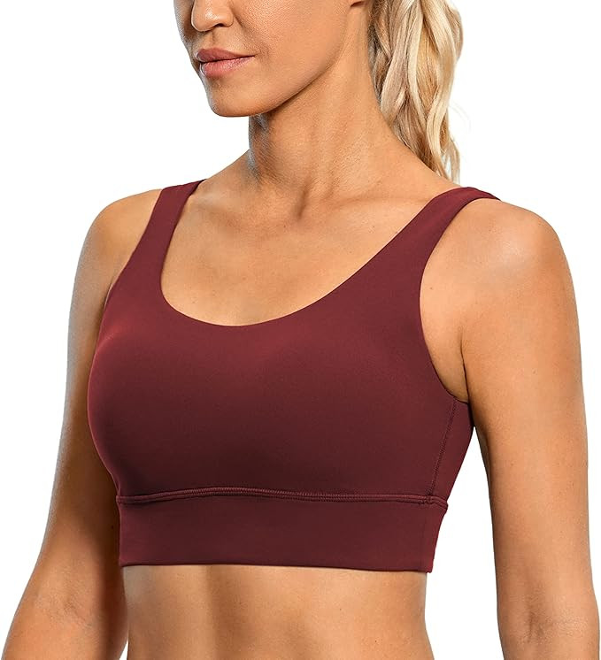 CRZ YOGA Womens Butterluxe U Back Sports Bra - Scoop Neck Padded Low Impact Workout Yoga Bra with... | Amazon (US)