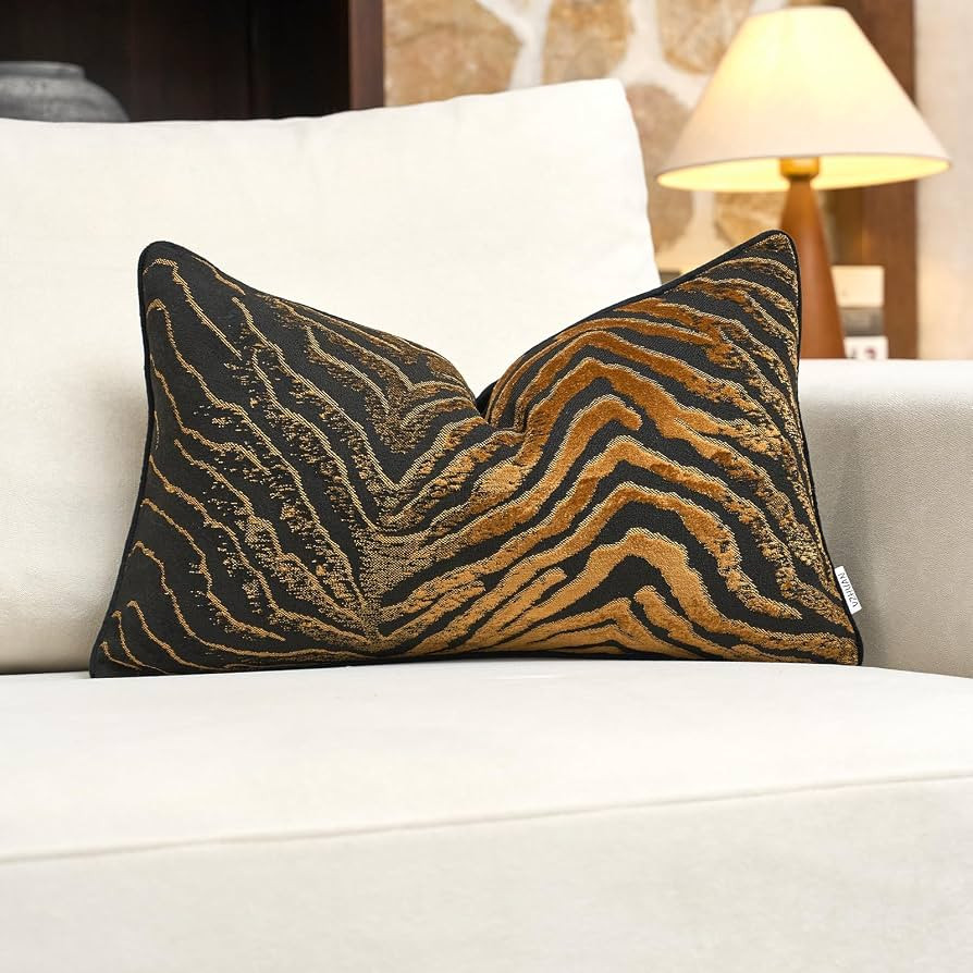12x20 Pillow Cover, Zebra Velvet Lumbar Throw Pillow Cover for Modern | Amazon (US)