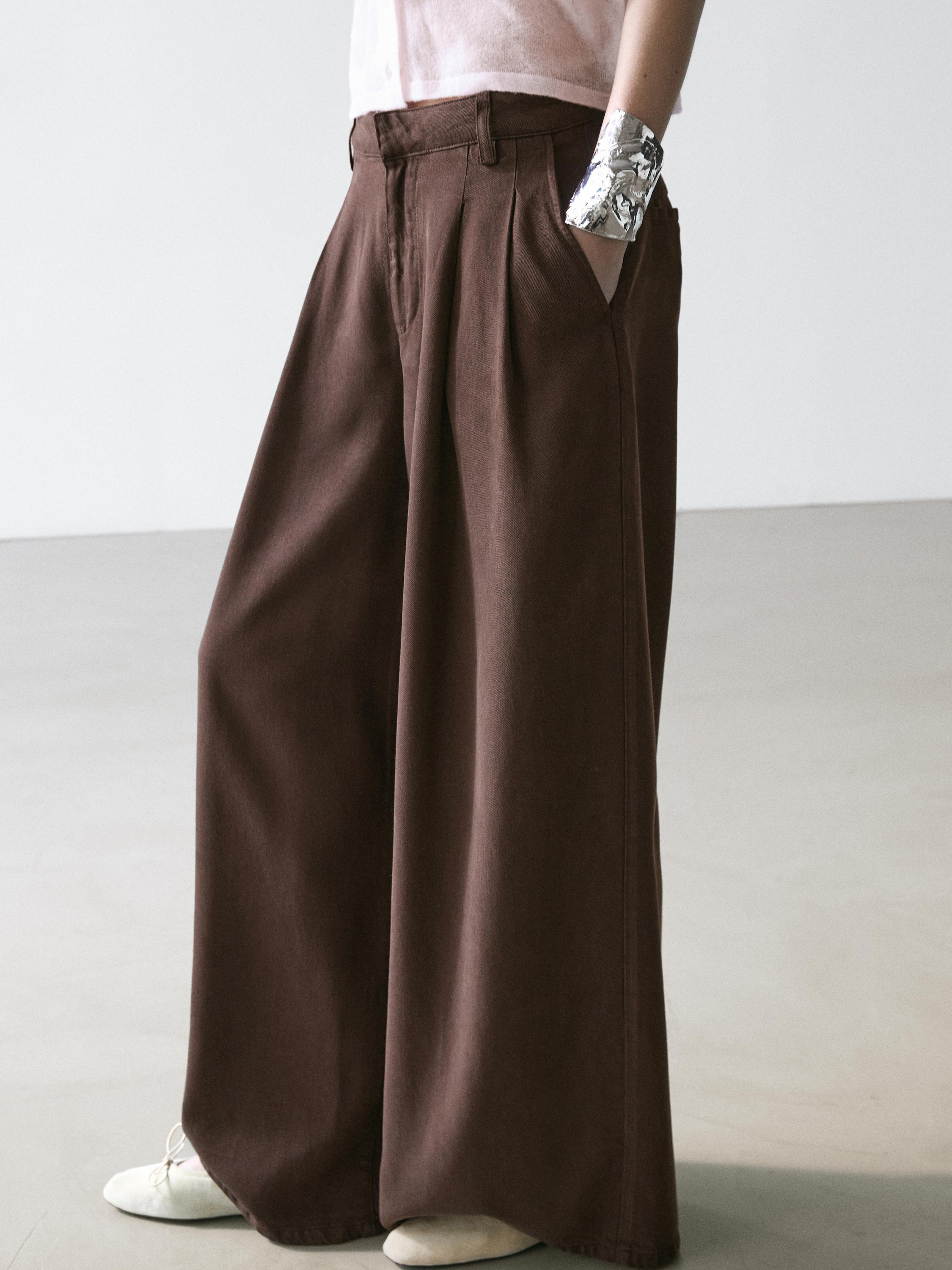 Pleated wide-leg pants | Massimo Dutti US
