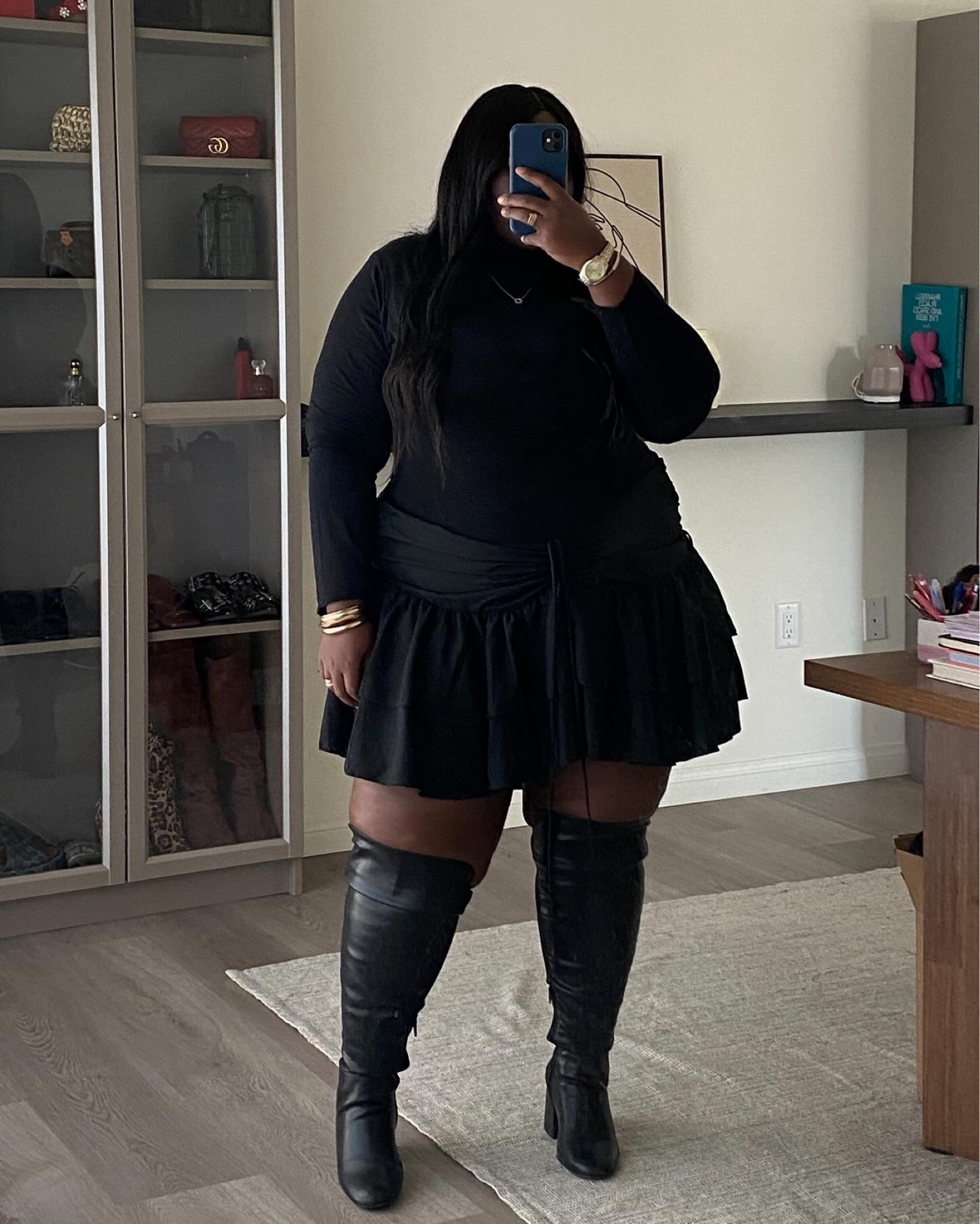 all black for winter 🖤
skirt from plt and boots are from rainbow. these are great for bigger calf’s 

#LTKFindsUnder50 #LTKStyleTip #LTKSeasonal