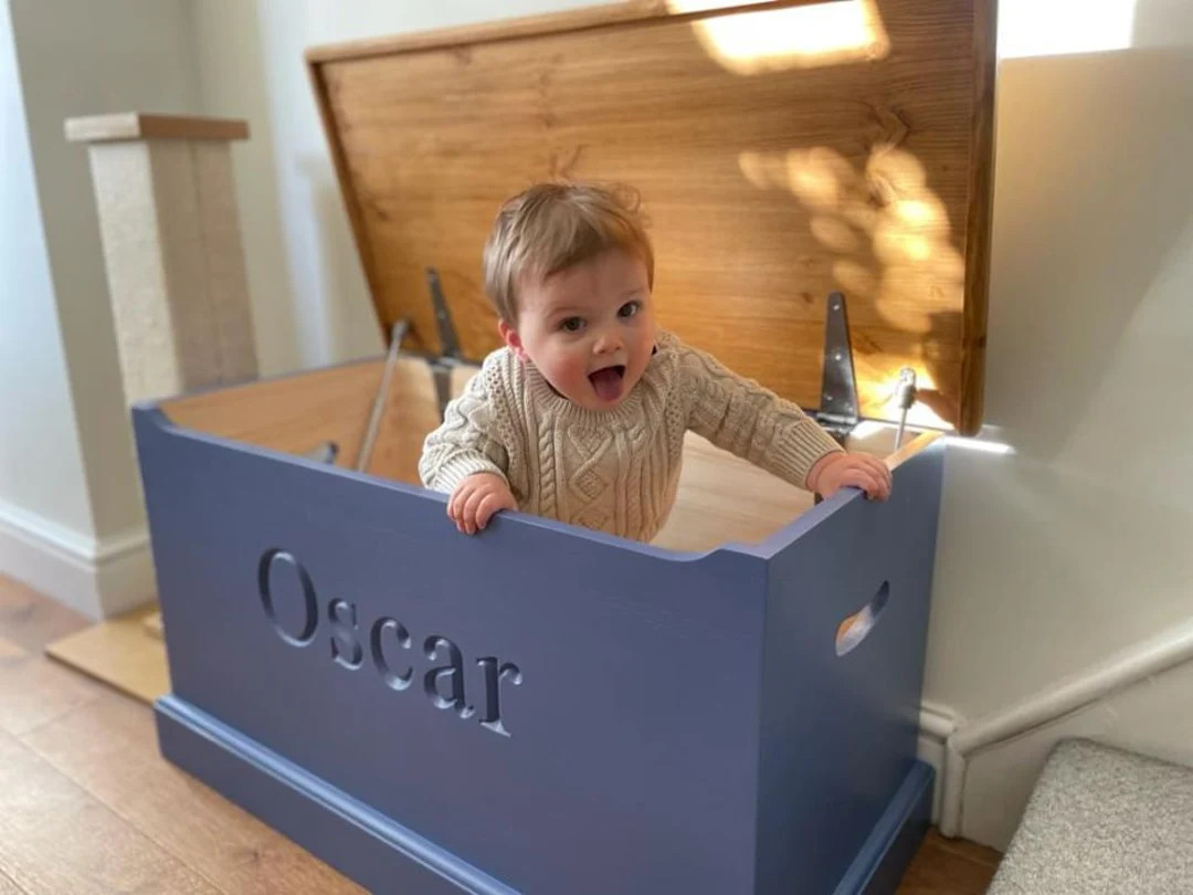Handmade, personalised solid wood  toy box with soft closing lid | Etsy (US)