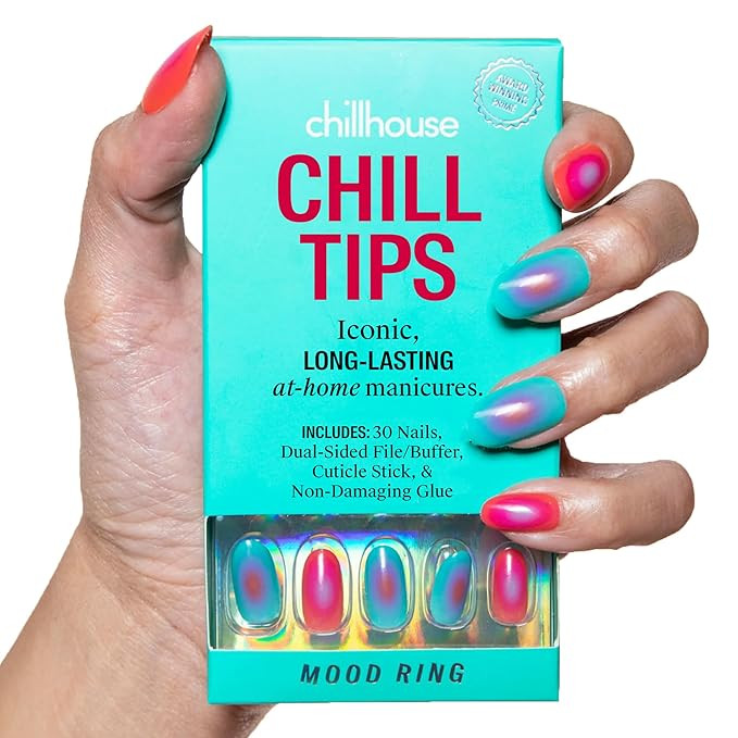 Chillhouse - Chill Tips, Press on Nails Kit - Mood Ring (Oval) - 30 Nail Shapes & Sizes - Up to 3... | Amazon (US)
