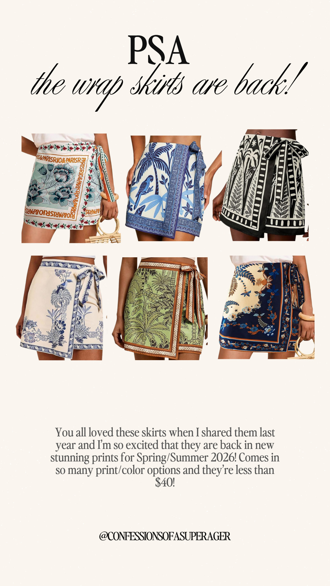  

PSA: the viral wrap skirts are BACK 🤍 These bestselling printed wrap mini skirts are the ultimate spring wardrobe staple—flattering, easy to style, and perfect for creating effortless chic outfits for brunch, vacation, and everyday wear. With so many gorgeous prints and colors (all under $40!), these affordable fashion finds give designer-inspired vibes without the price tag. Tap to shop your favorite before they sell out again! #WrapSkirt #SpringStyle #AffordableFashion #AmazonFinds #VacationOutfits #ChicStyle #PrintedSkirt #Under40 #EverydayOutfits #LTKStyle #ConfessionsOfASuperager

 

#LTKSeasonal #LTKSaleAlert #LTKOver40