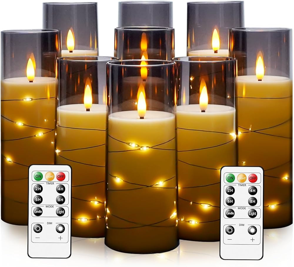 Flameless LED Candles with Timer 9 Pc Flickering Flameless Candles for Romantic Ambiance and Home... | Amazon (US)