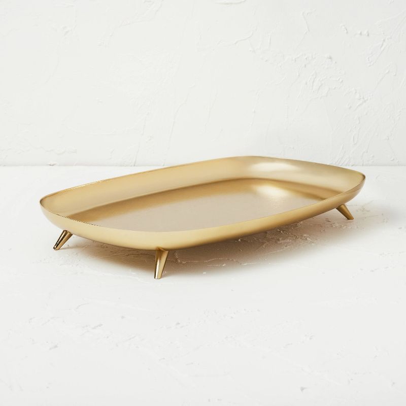 Footed Brass Tray - Opalhouse&#8482; designed with Jungalow&#8482; | Target