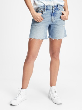 5"" Mid Rise Distressed Denim Shorts | Gap Factory