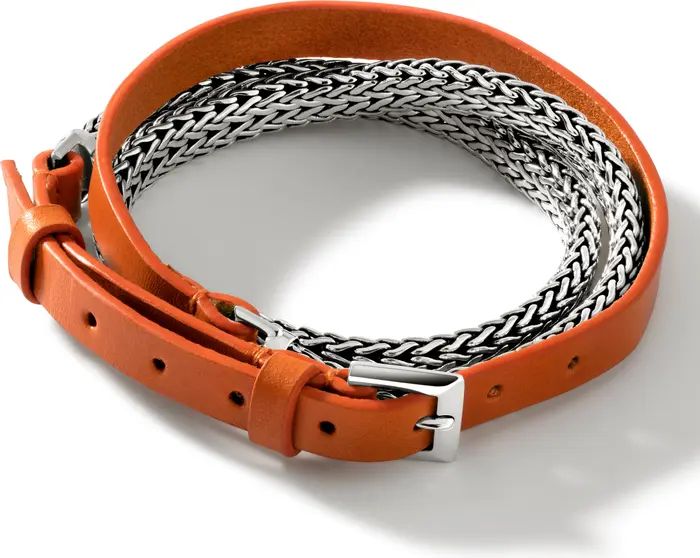 Icon Sterling Silver & Leather Wrap Bracelet | Nordstrom