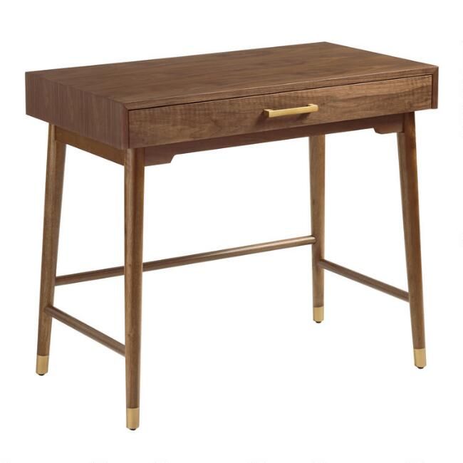 Walnut and Gold Metal Zola Desk | World Market