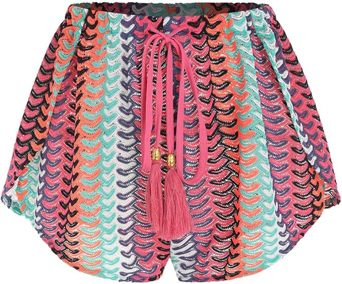 ZAFUL Crochet Cover Up Shorts for Women Beach Swimwear 2026 Boho High Waisted Drawstring Flowy Sw... | Amazon (US)