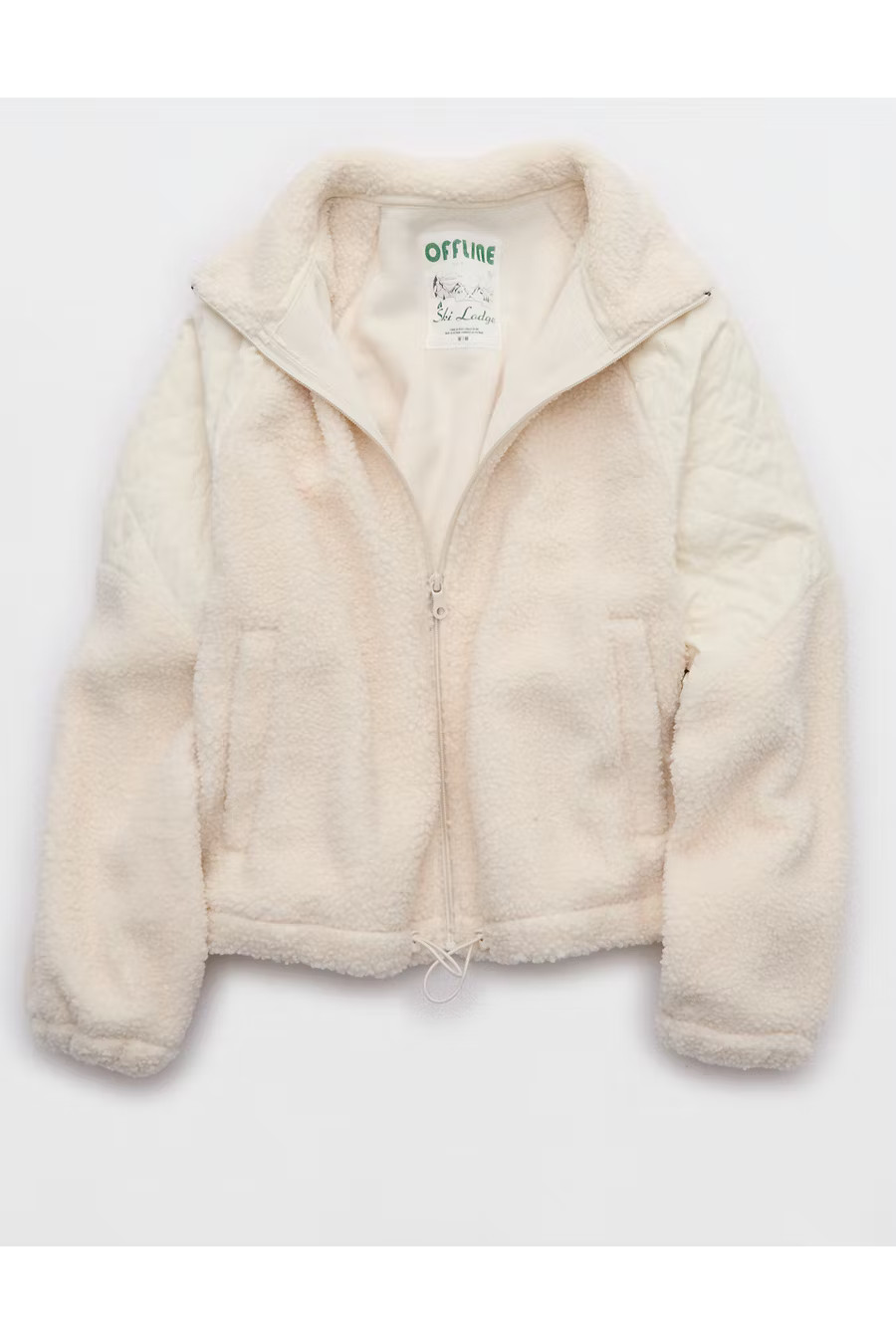 OFFLINE By Aerie Fluff Love Full Zip Jacket Women's Natural XXS | American Eagle Outfitters (US & CA)
