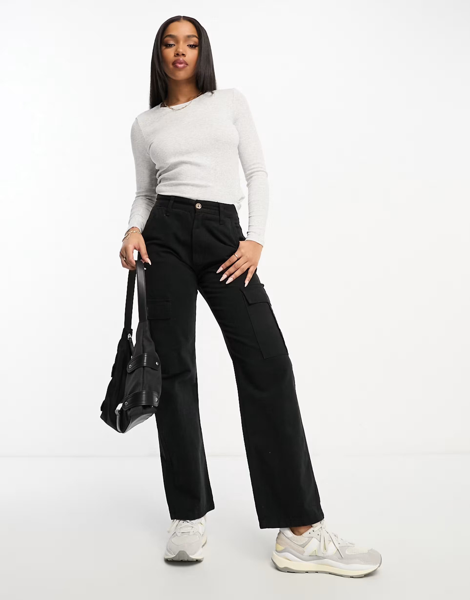 Cotton:On ribbed crew neck long sleeved top in grey | ASOS (Global)